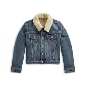 Polo Ralph Lauren 3T Girls' Faux Shearling Denim Jacket Warm $145